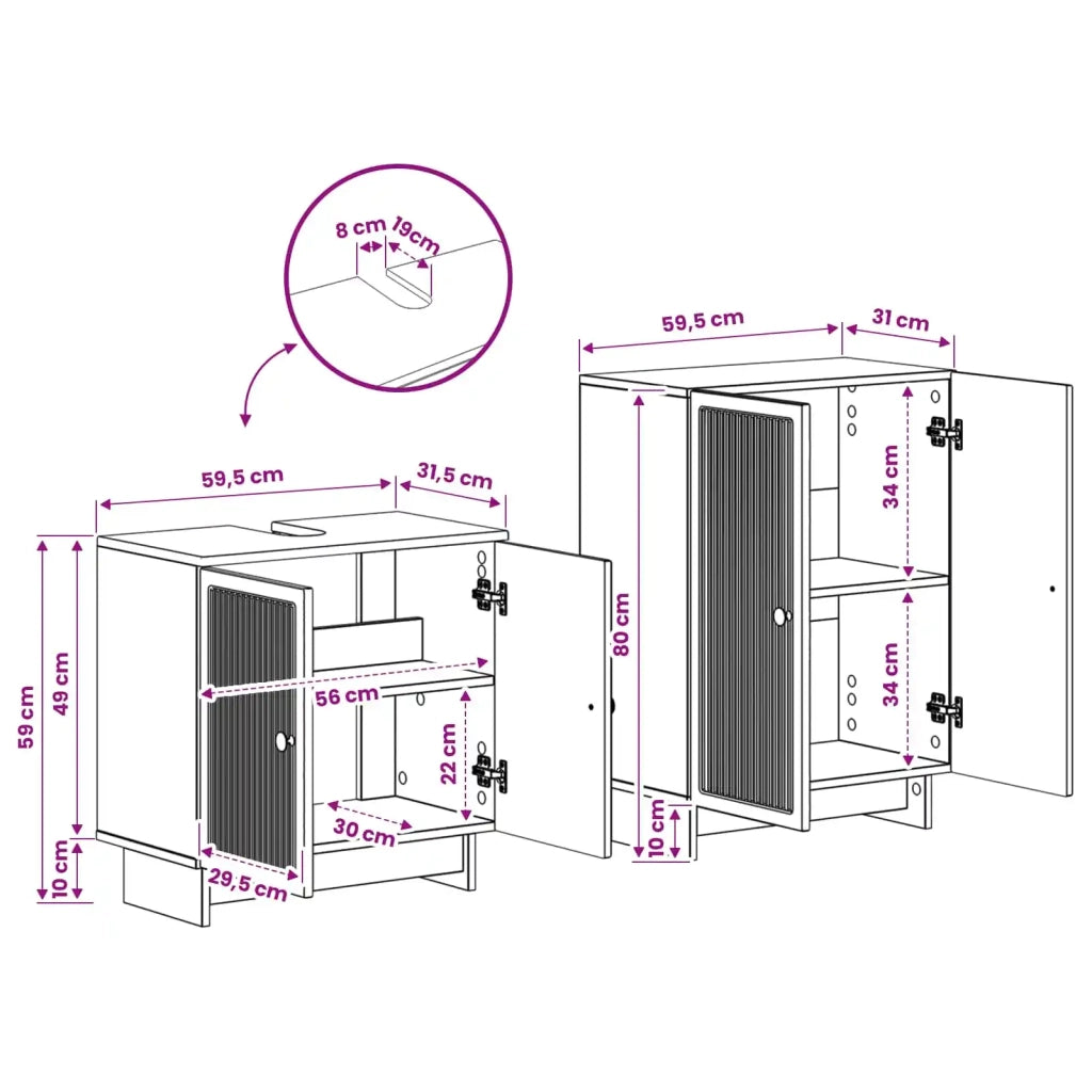 Set di Armadi da Bagno da 2 Pezzi EDE Rovere Artigianale 3417584