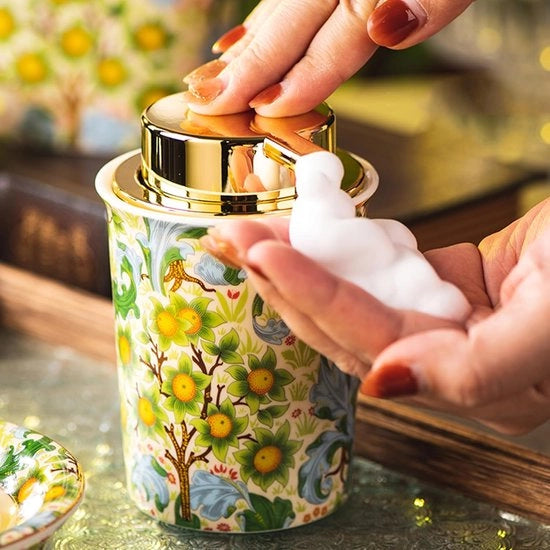 Dispensatore di Sapone in Schiuma Ceramico Vintage - Bagno & Cucina - Riempibile - Oro