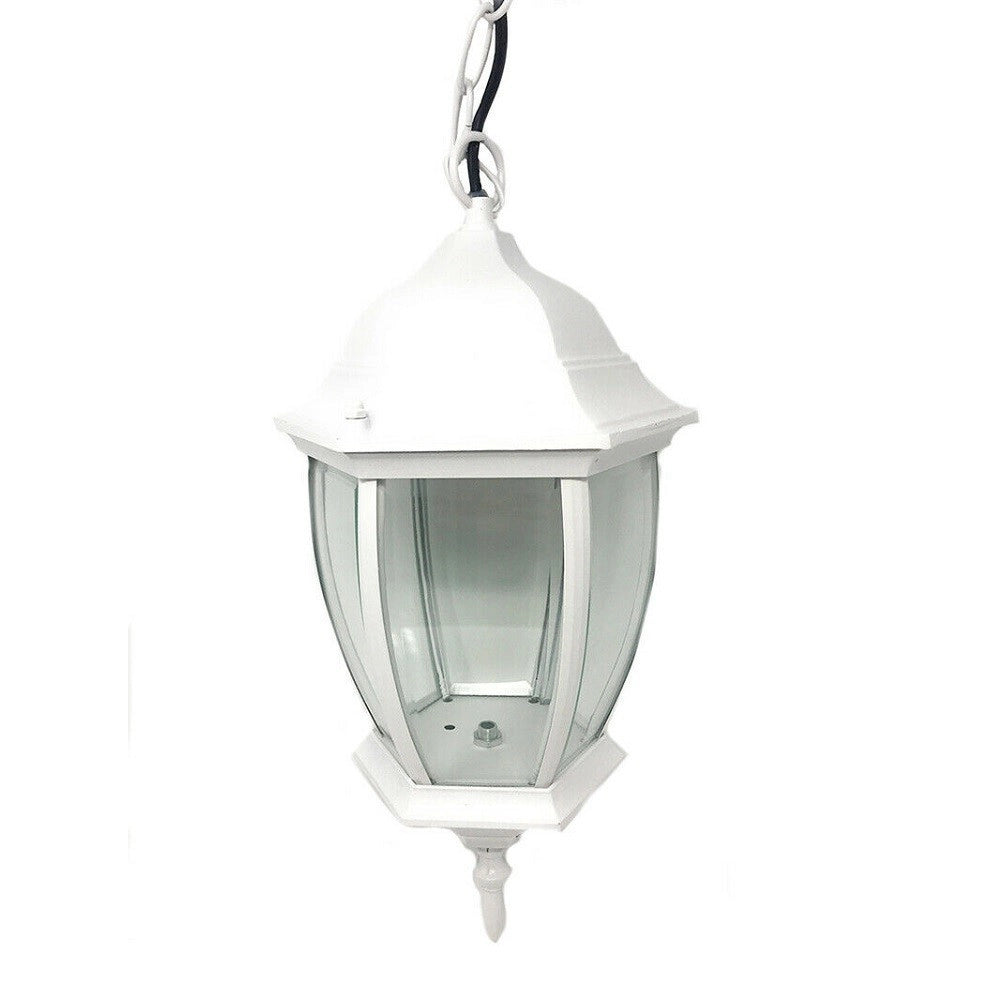 Trade Shop - Lanterna A Sospensione Da Soffitto Con Catena Lampada Giardino Attacco E27 Es40 - Bianco