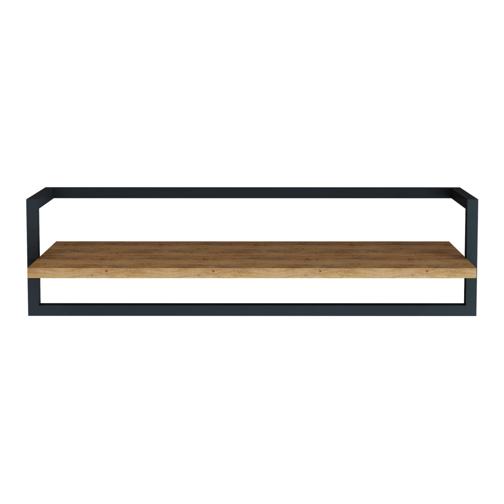 Barra Appendiabiti da Muro Evje con Piano di Appoggio 80 x 30 x 20 cm Effetto Legno / Nero [en.casa]