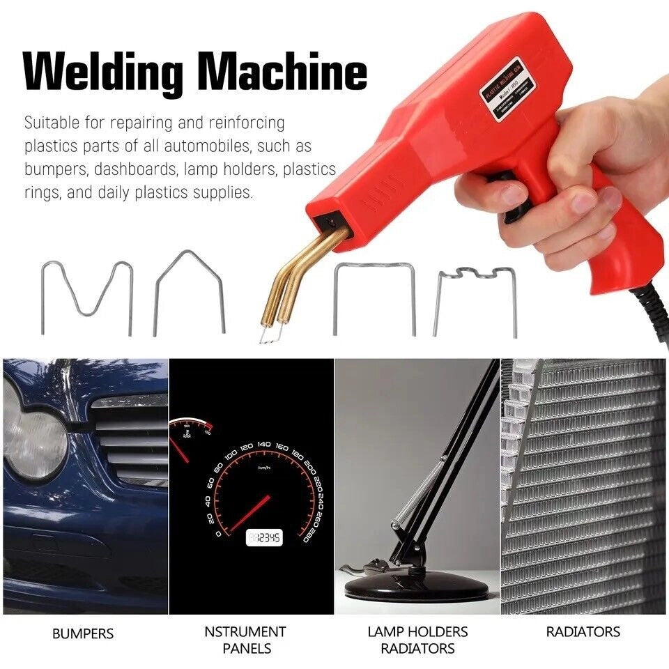 Saldatore ad Aria calda per Riparare Plastica auto paraurti 50W con 200 Graffette e pinza