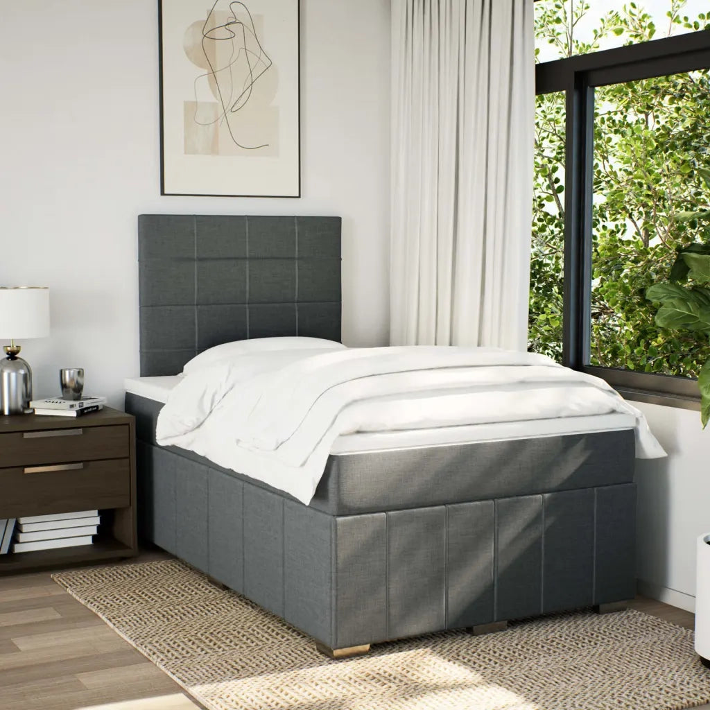 Giroletto a Molle con Materasso Grigio Scuro 120x190cm Tessuto