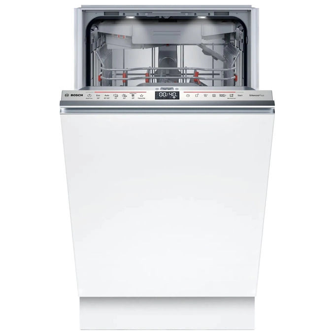 Bosch SPV6EMX09E Serie 6 Lavastoviglie Smart da incasso a scomparsa totale 10 coperti Cestelli personalizzabili Motore EcoSilence Drive Informazioni lavaggio a pavimento 45 cm.