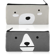 Etui a pennarelle in tela, 2-pack, etui cartoon, contenitore per penne kawaii, etui, chiusura a rits, tasca per scrivere e trucco (grigio chiaro + grigio scuro)