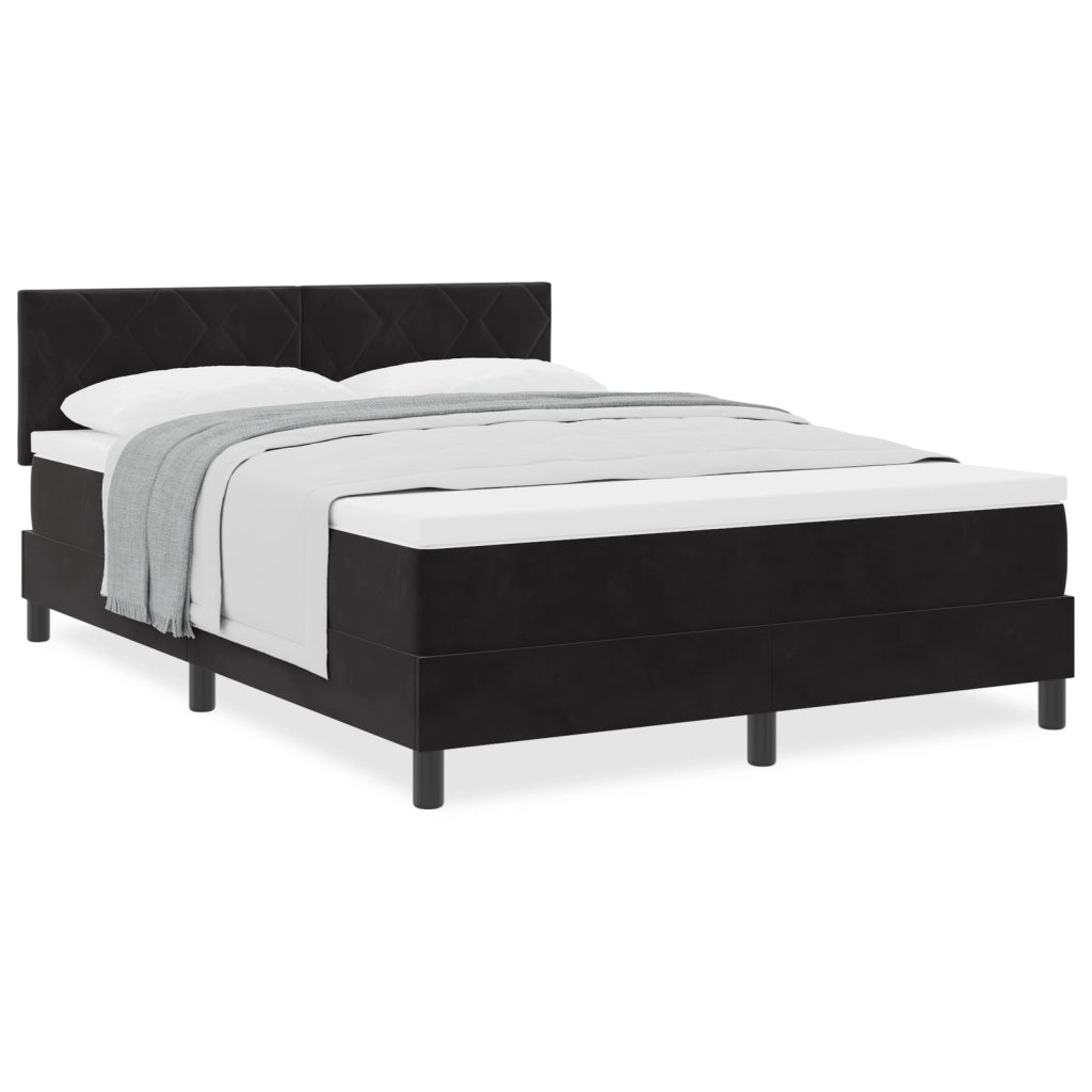 Letto a Soglia con Materasso Nero 140x200 cm Velluto