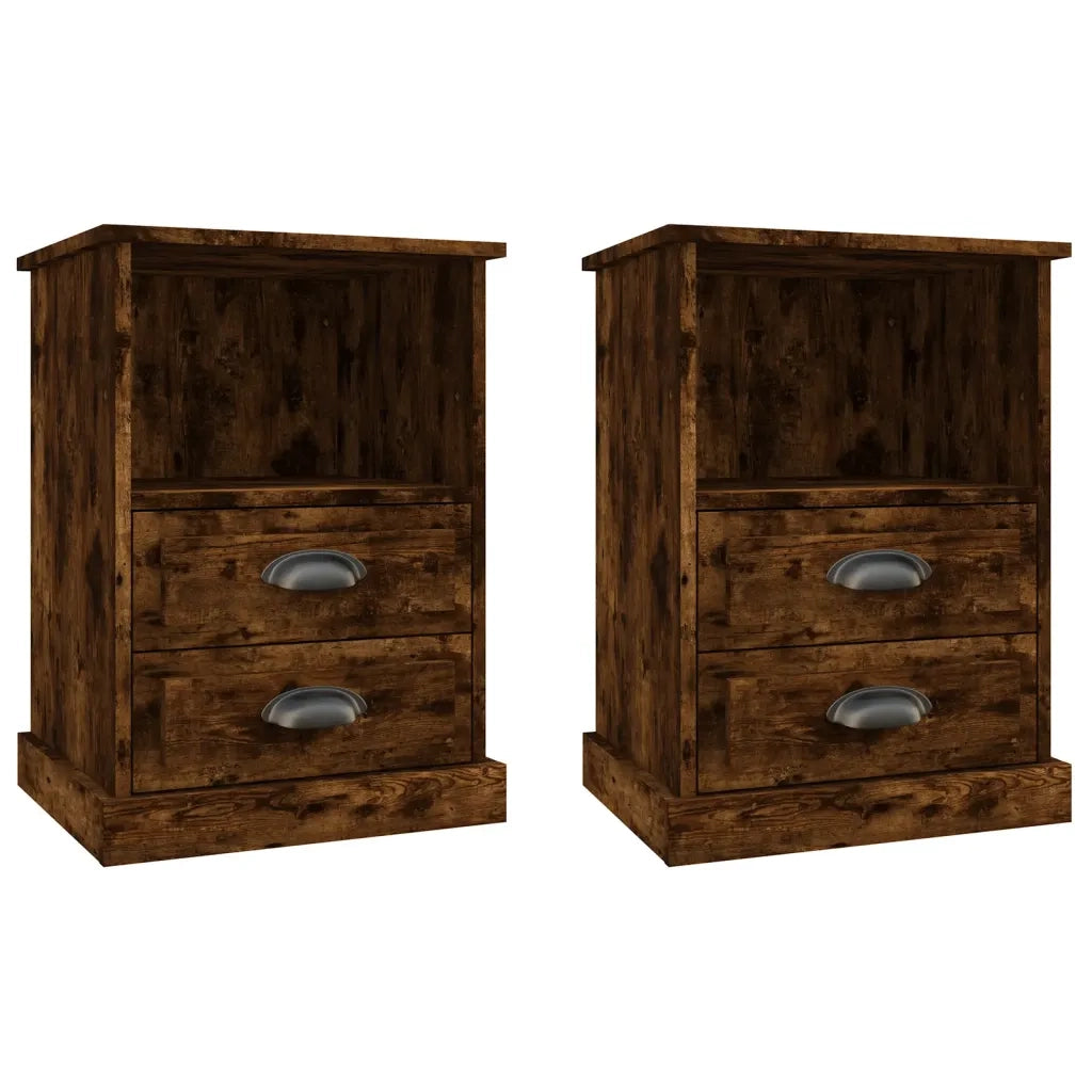 Set di 2 Comodini | Armadio da Notte | Mobiletto da notte Rovere Fumo 43x36x60 cm