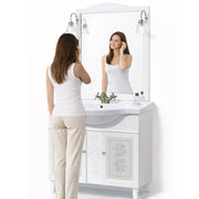 Mobile Da Bagno Bianco Completo Modello Giada Ante Vetro 105cm Legno con Specchio