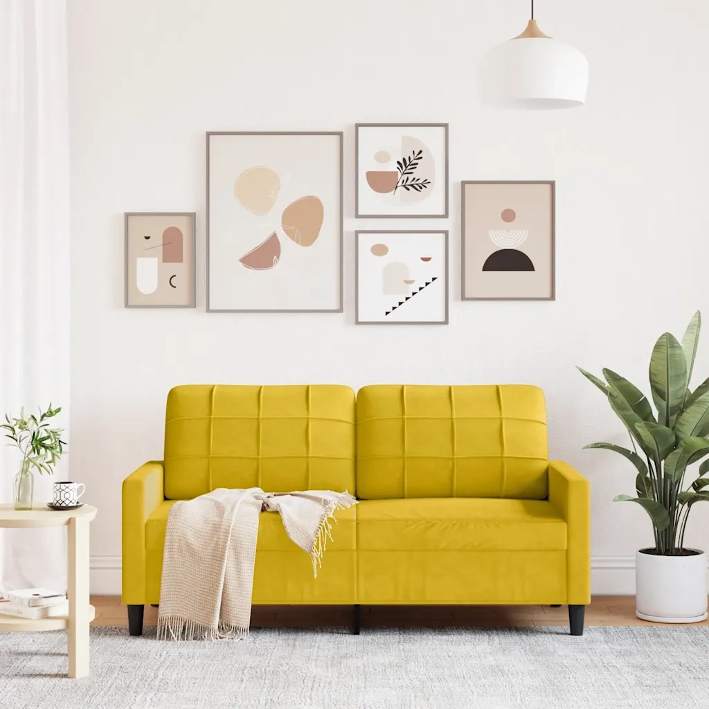 Divano | Divano da soggiorno | Sofa a 2 Posti giallo 140 cm in Velluto