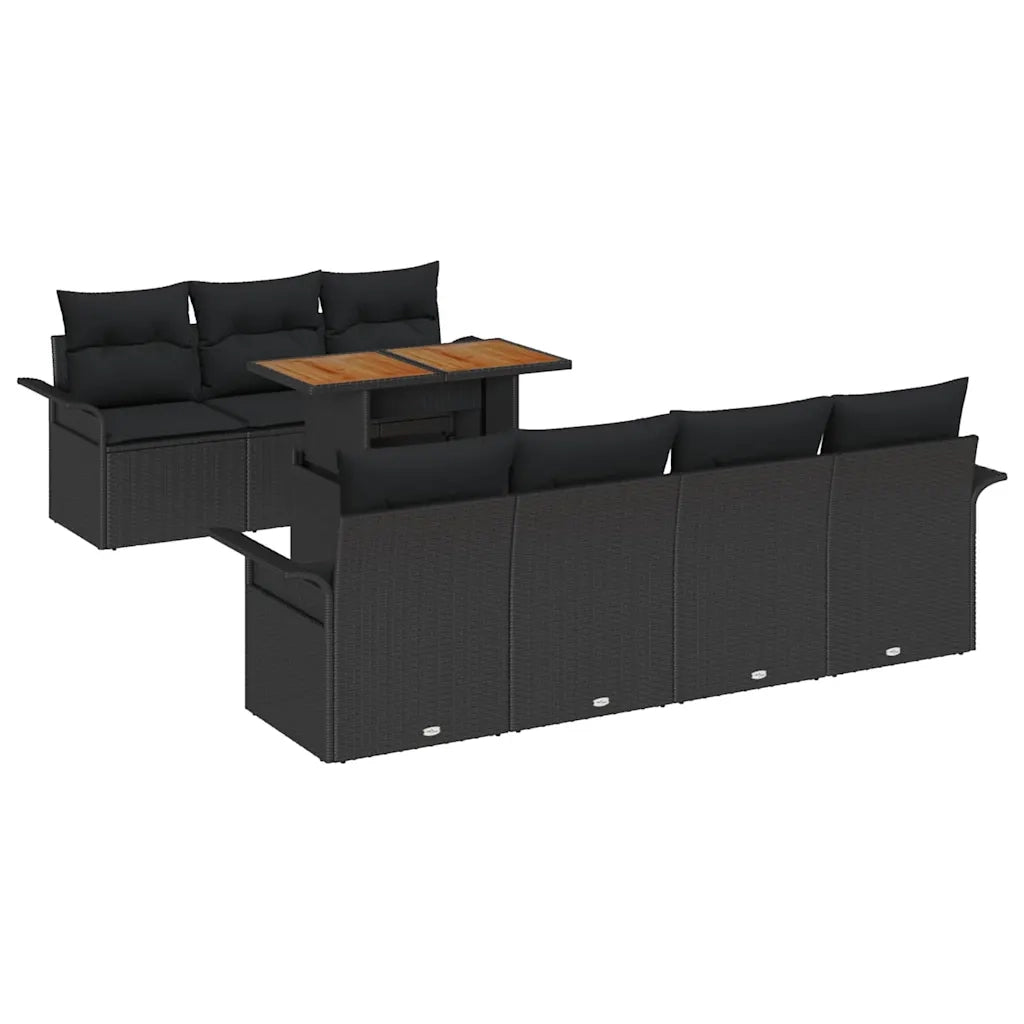 Set Divano da Giardino con archiviazione 8 pcs Nero Poly Rattan 3358032