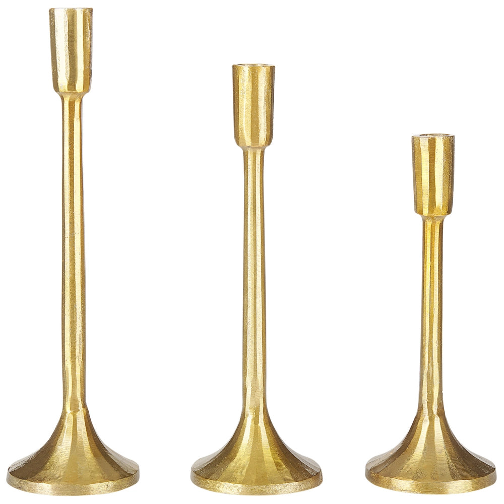 Set di 3 candelieri in metallo dorato glamour fatto a mano da sala da pranzo camera da letto