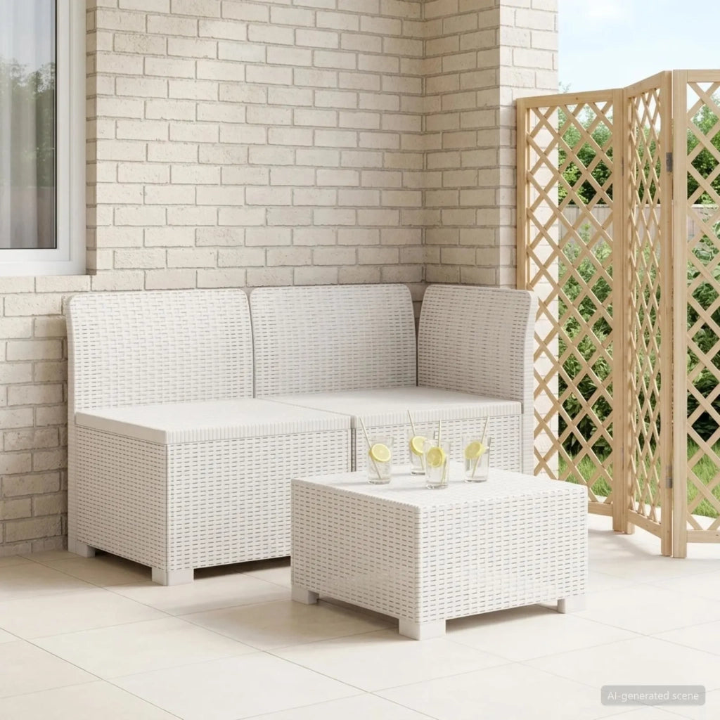 Divano da esterno-Divano da Giardino a 2 Posti Aspetto Rattan PP Bianco