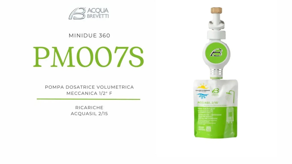 Acqua brevetti pompa dosatrice anticalcare MiniDue 360° da 1/2" - PM007S