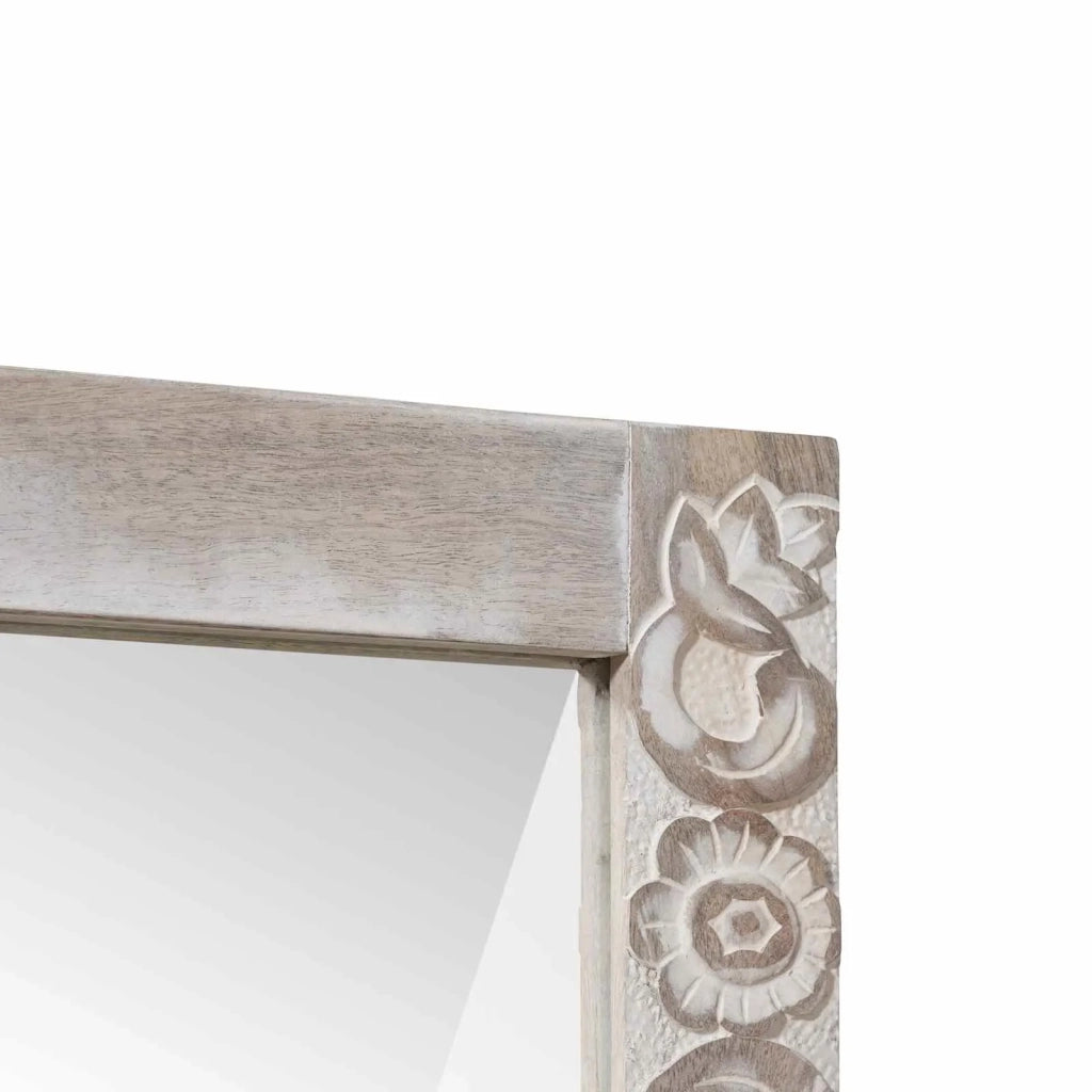 Specchio da parete Bianco 70 x 50 cm Legno di mango massello 4018399