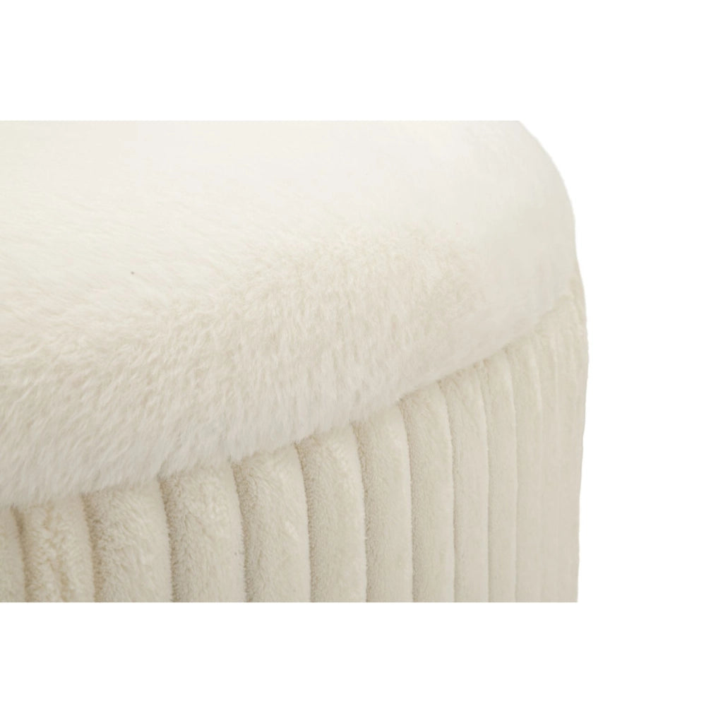 Pouf Goteborg rotondo in tessuto bianco