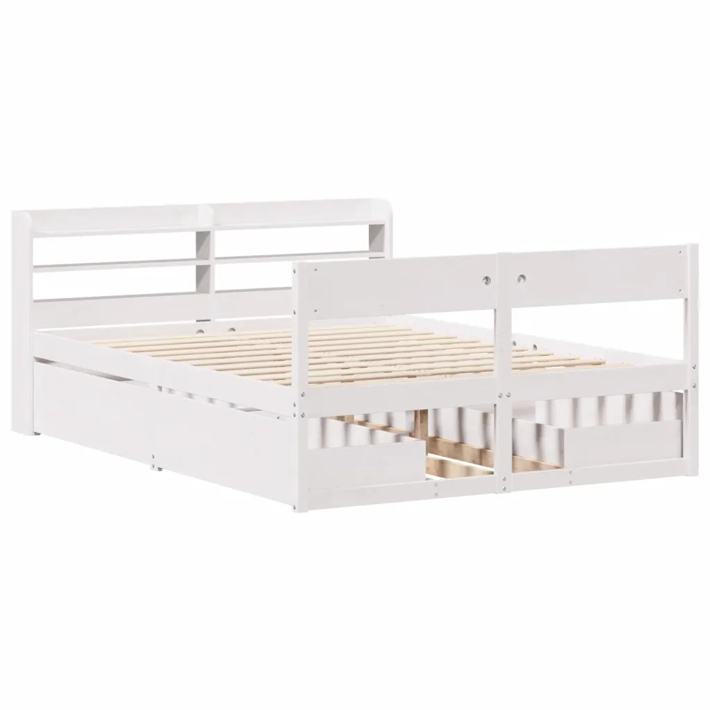 Letto senza Materasso Bianco 140x200 cm Legno Massello di Pino 3307123