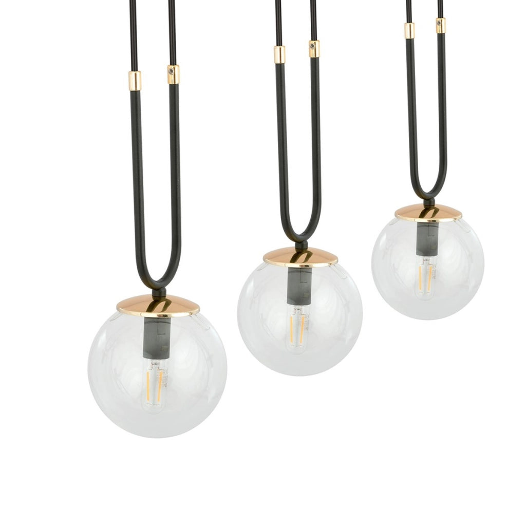 Lampada a sospensione GLAM in acciaio nero opaco e vetro