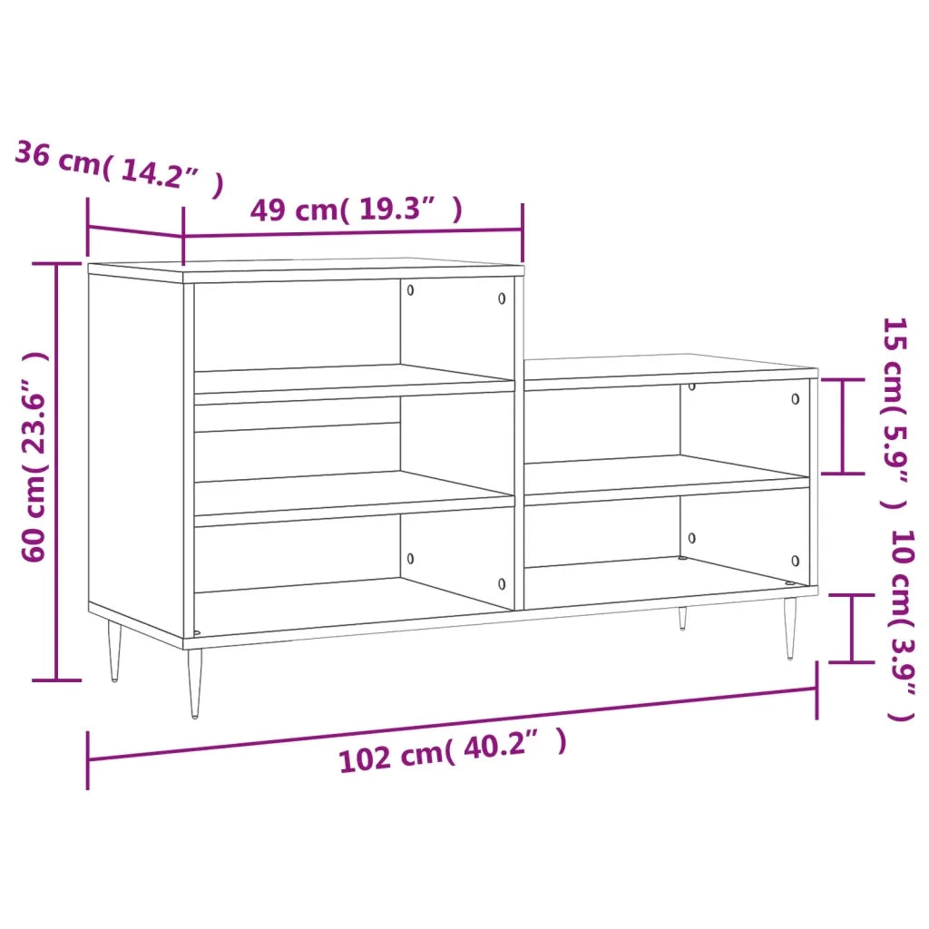 Scarpiera Bianco Lucido 102x36x60 cm in Legno Multistrato