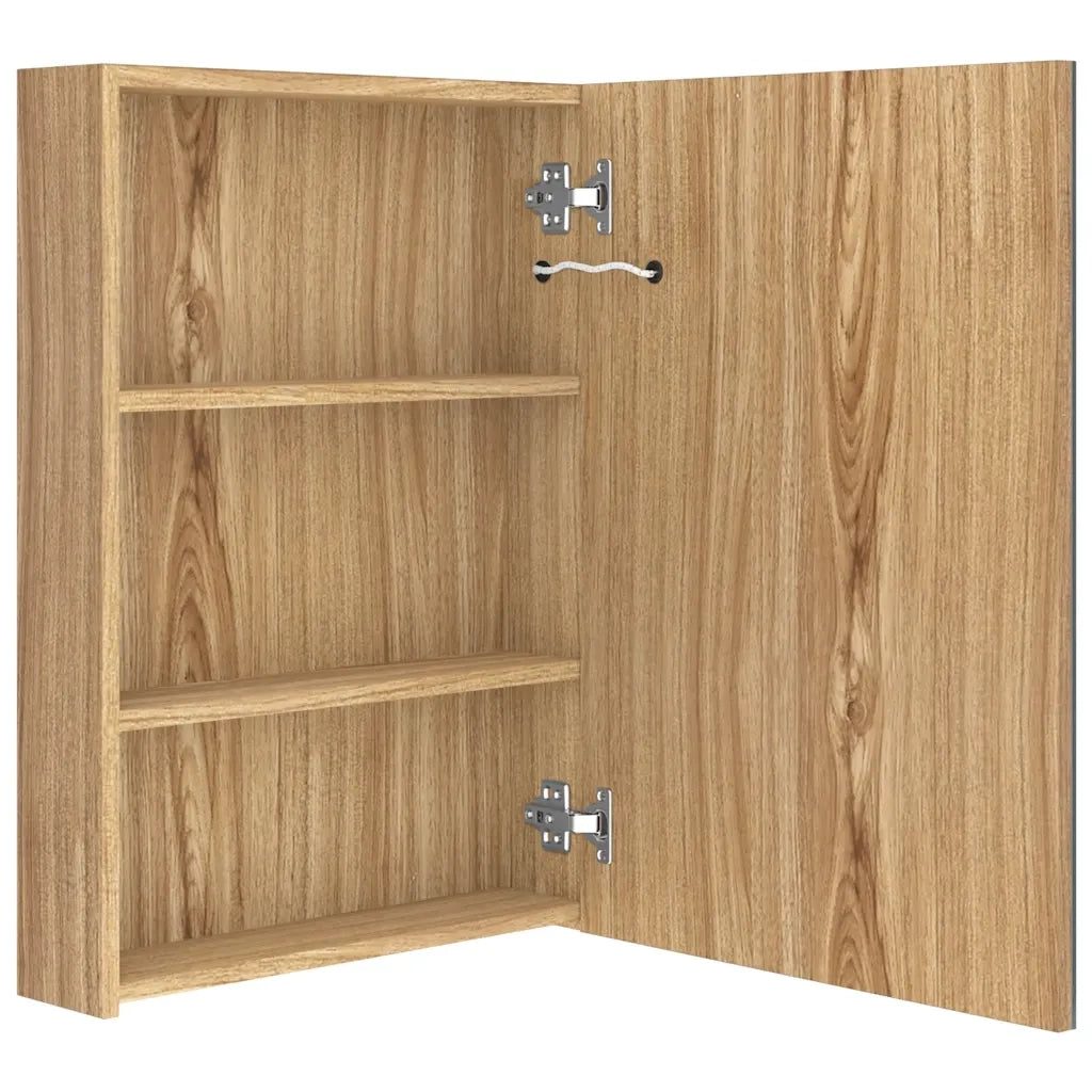 Armadietto Bagno | Armadio da bagno con Specchio e LED Rovere 50x13x70 cm