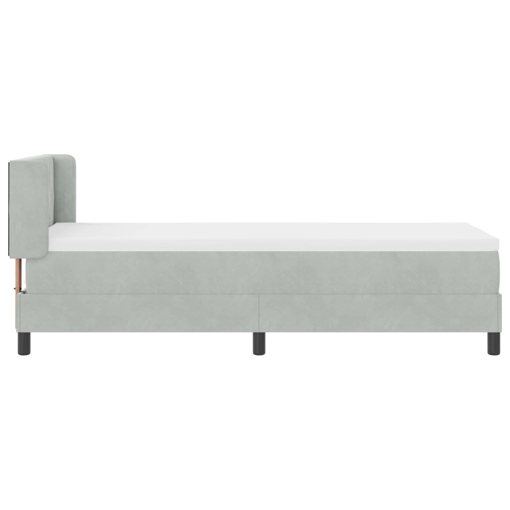 Letto con box spring e materasso grigio chiaro 80x200 cm in velluto