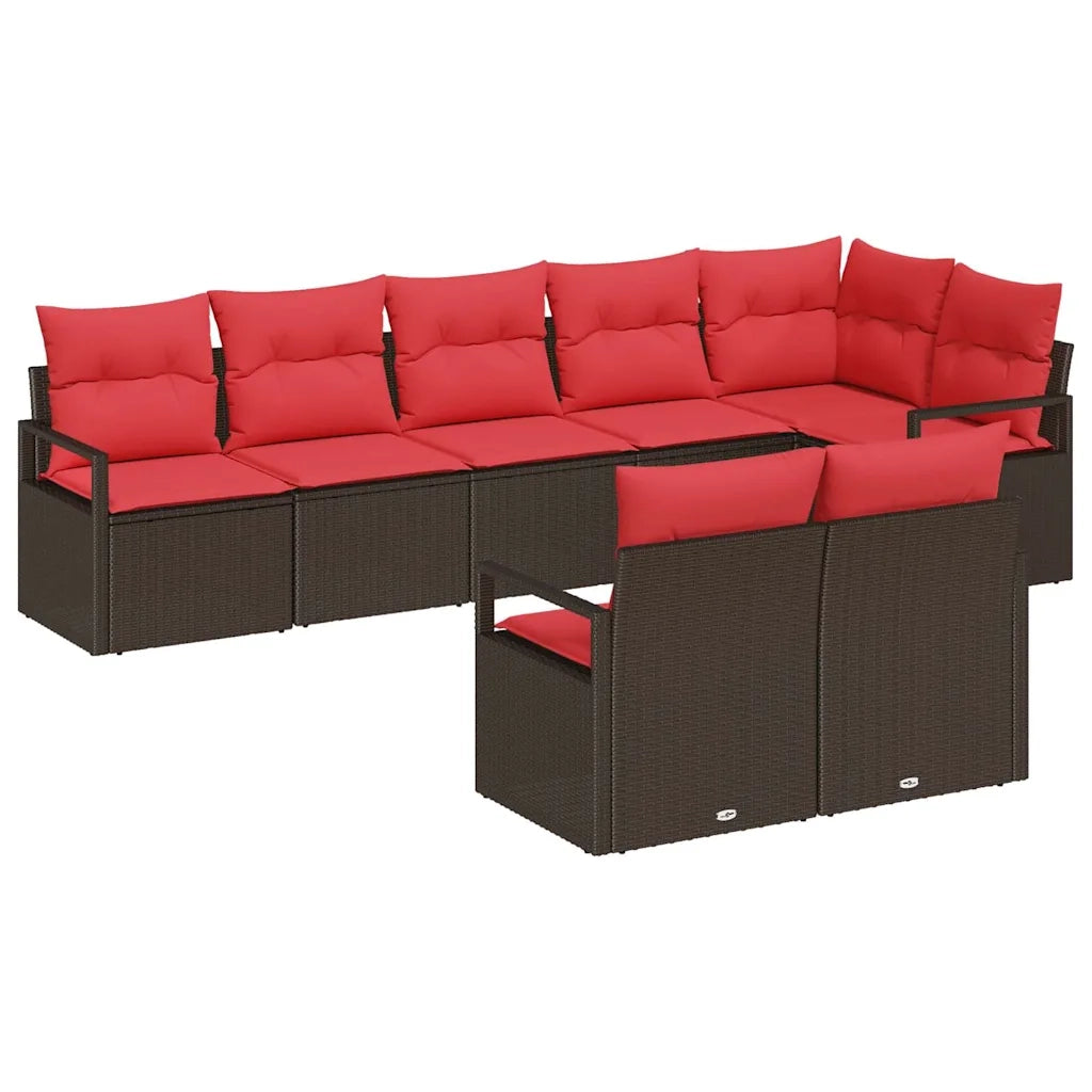 Set di divani 8 pcs Marrone polyrattan