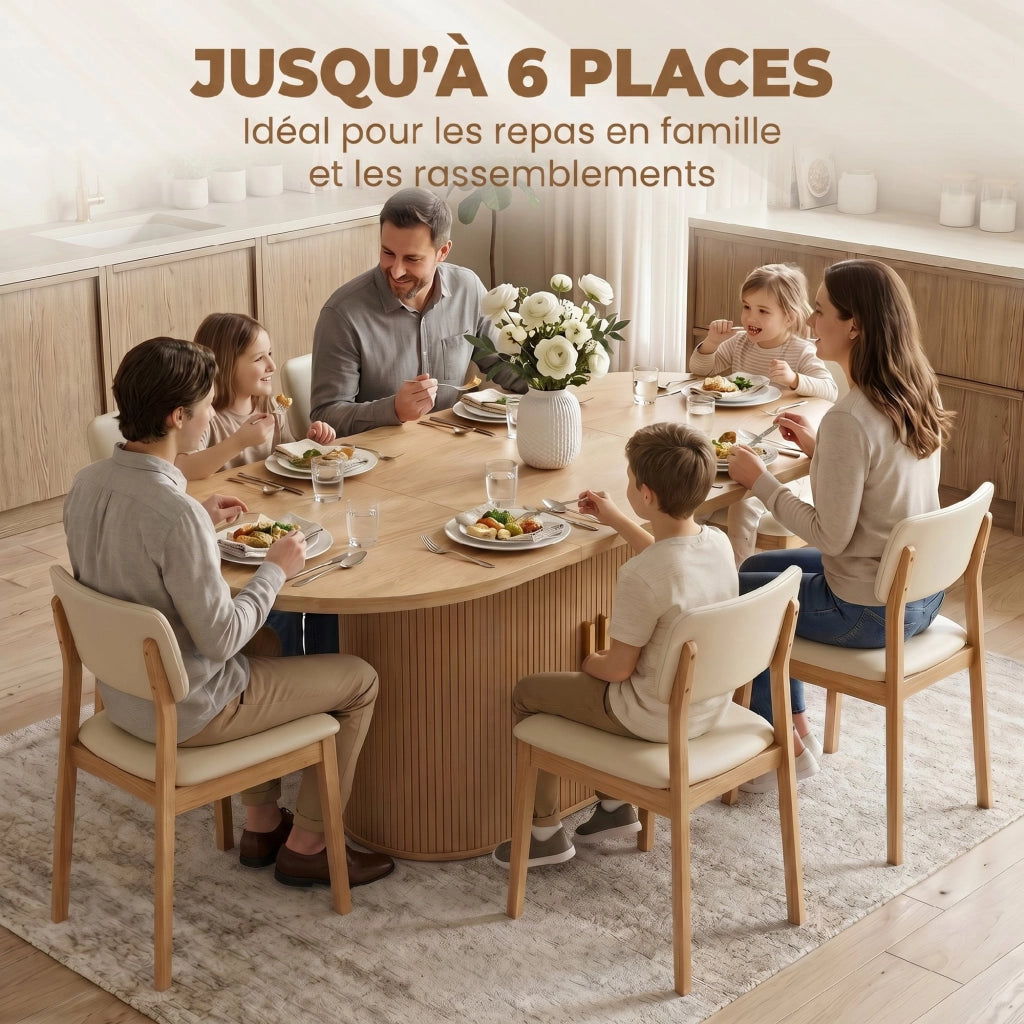 Table à Manger Ovale pour 6 Personnes Moderne 180x80x75cm Chêne