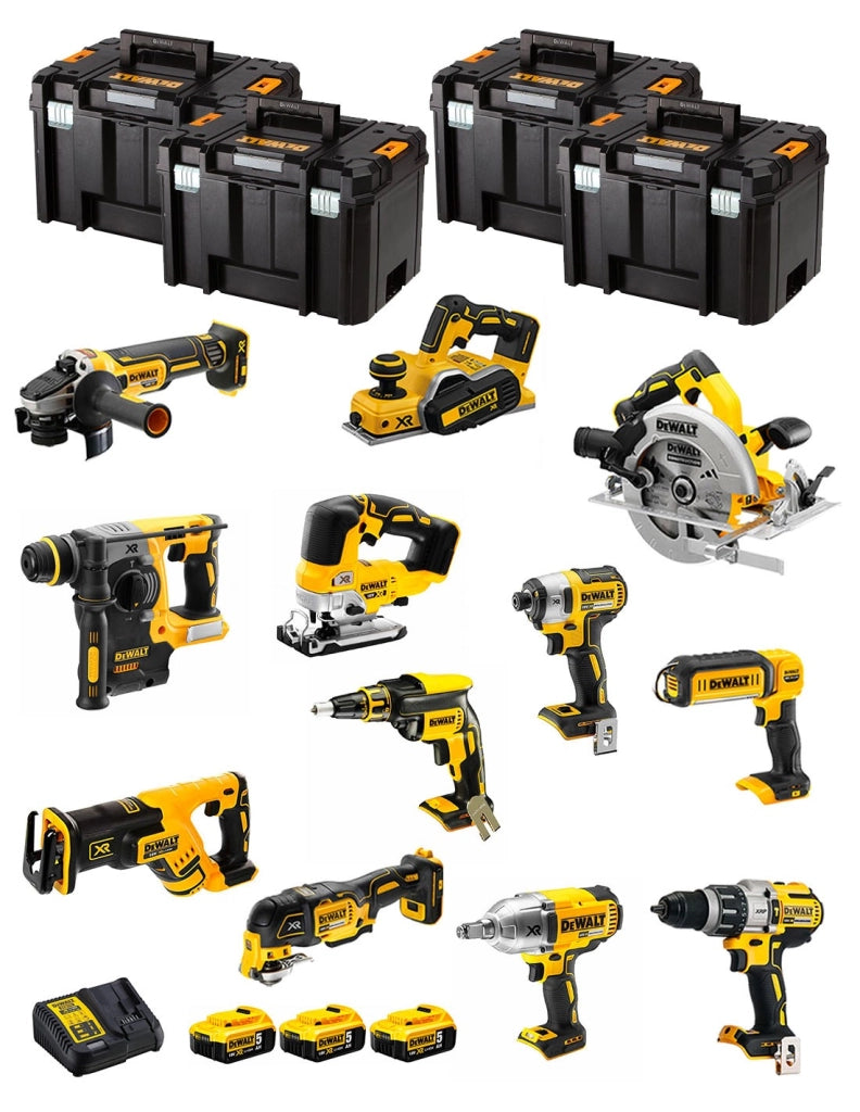 DeWALT Kit DWK1203T (DCD996+DCH273+DCG405+DCF887+DCF899H+DCS334+DCS570+ DCS355+DCP580+DCS367+DCL050+DCF620+3x5,0Ah+DCB115+4xTVI)