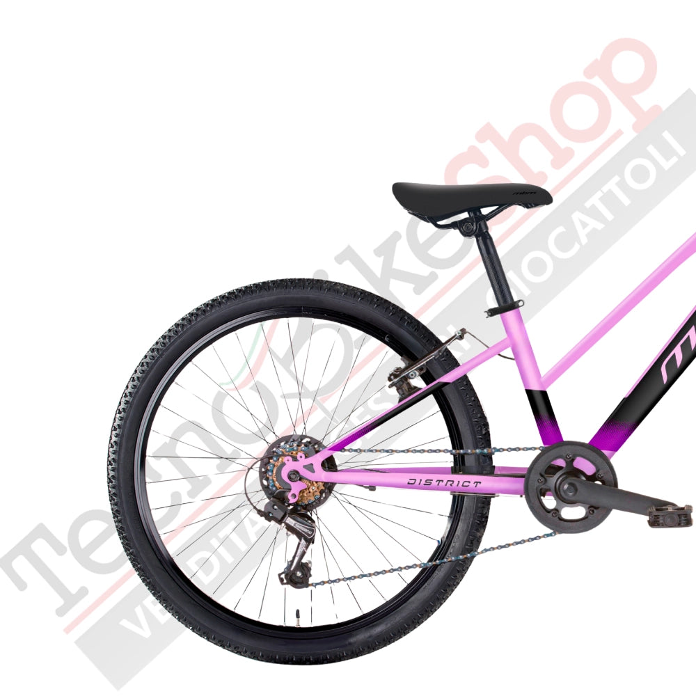 Bicicletta MTB da Ragazza MBM District 24" con Cambio 18 Velocità-Rosa