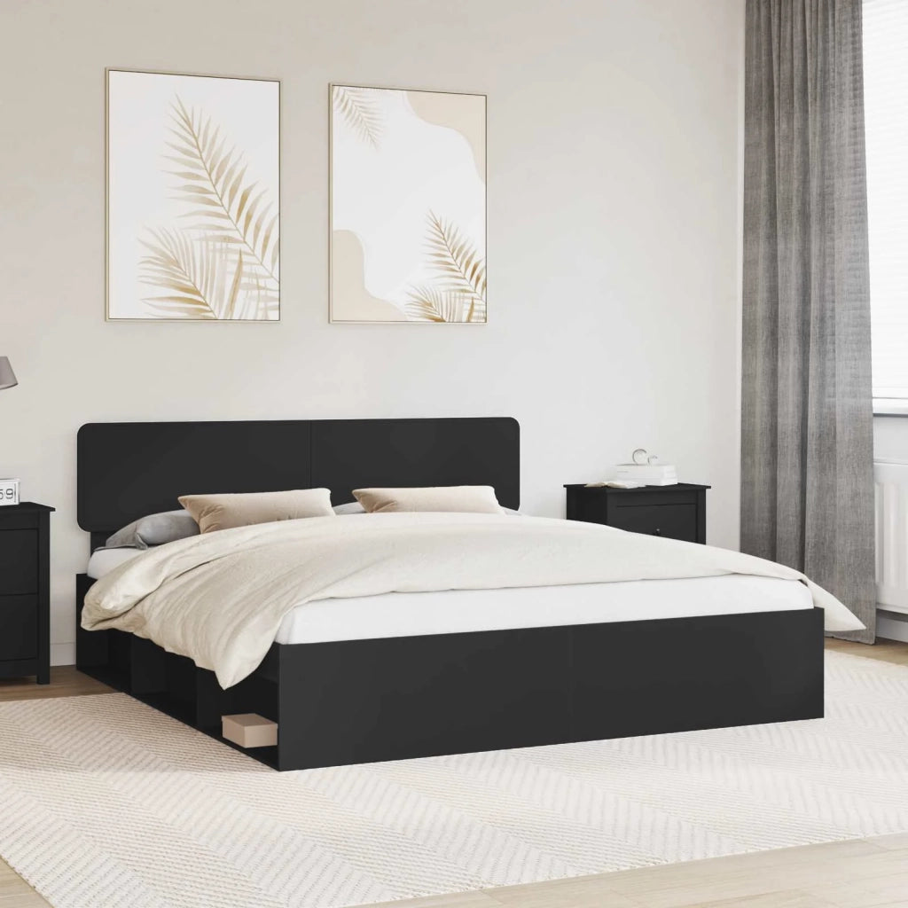 Struttura del letto Nero 200 x 200 cm Pino massello 3412034