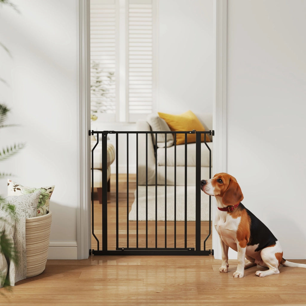 Cancelletto per Cani Regolabile ¨C zephmum ¨C Acciaio e ABS, Nero, 75-85x76 cm