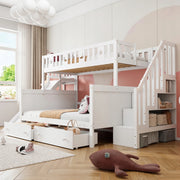 Letto a castello per bambini 90x200/140x200 - Xylo - Bianco con scivolo