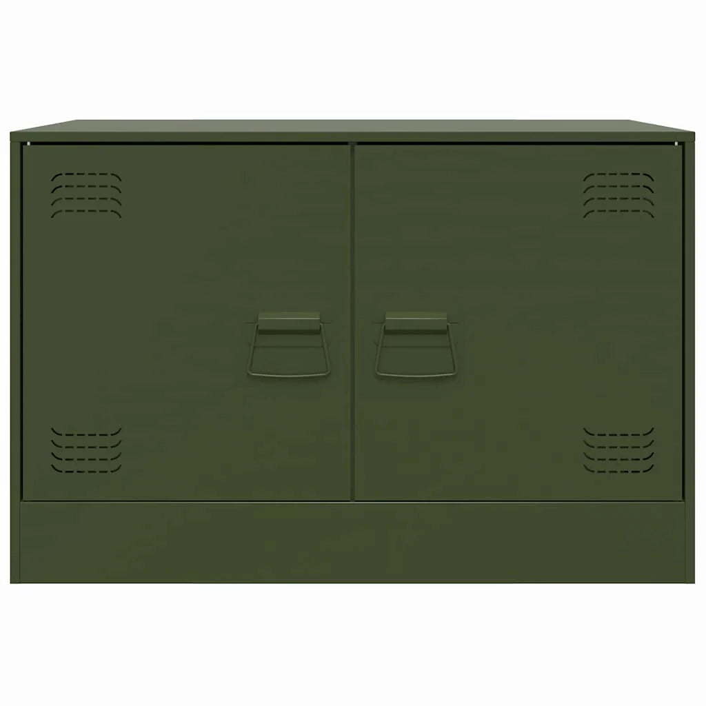 Mobile TV multimediale scaffale TV credenza mobile TV sala da pranzo soggiorno camera da letto 2 pezzi verde oliva 67 x 39 x 44 cm acciaio verde 02_0028641