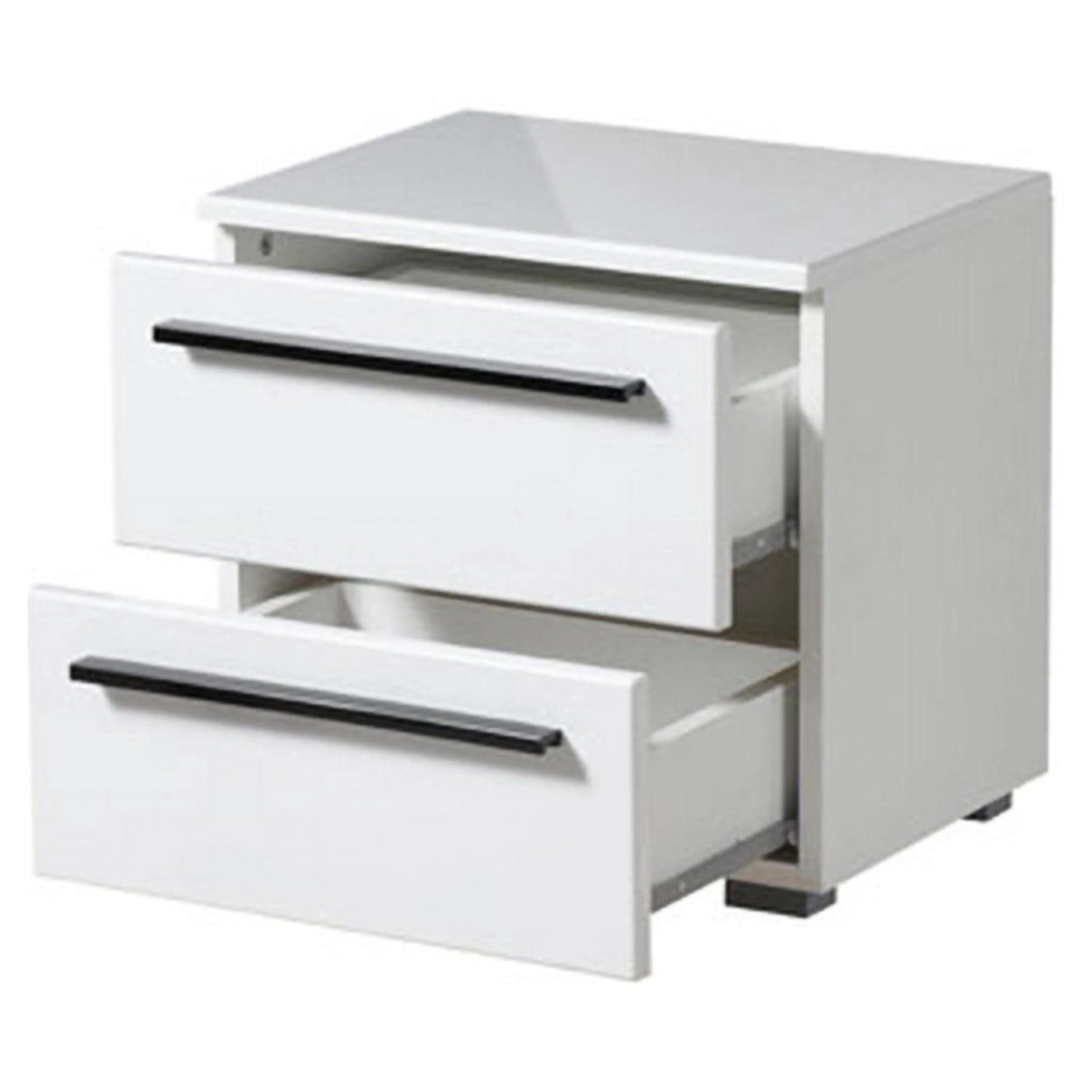Mosso, Comodino 2 Cassetti, 44.5x33.5x42.5h cm Bianco