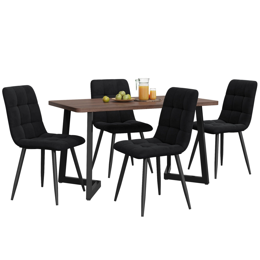 Set tavolo e sedie 117x68x75 cm in MDF noce nero， 5 pezzi moderni