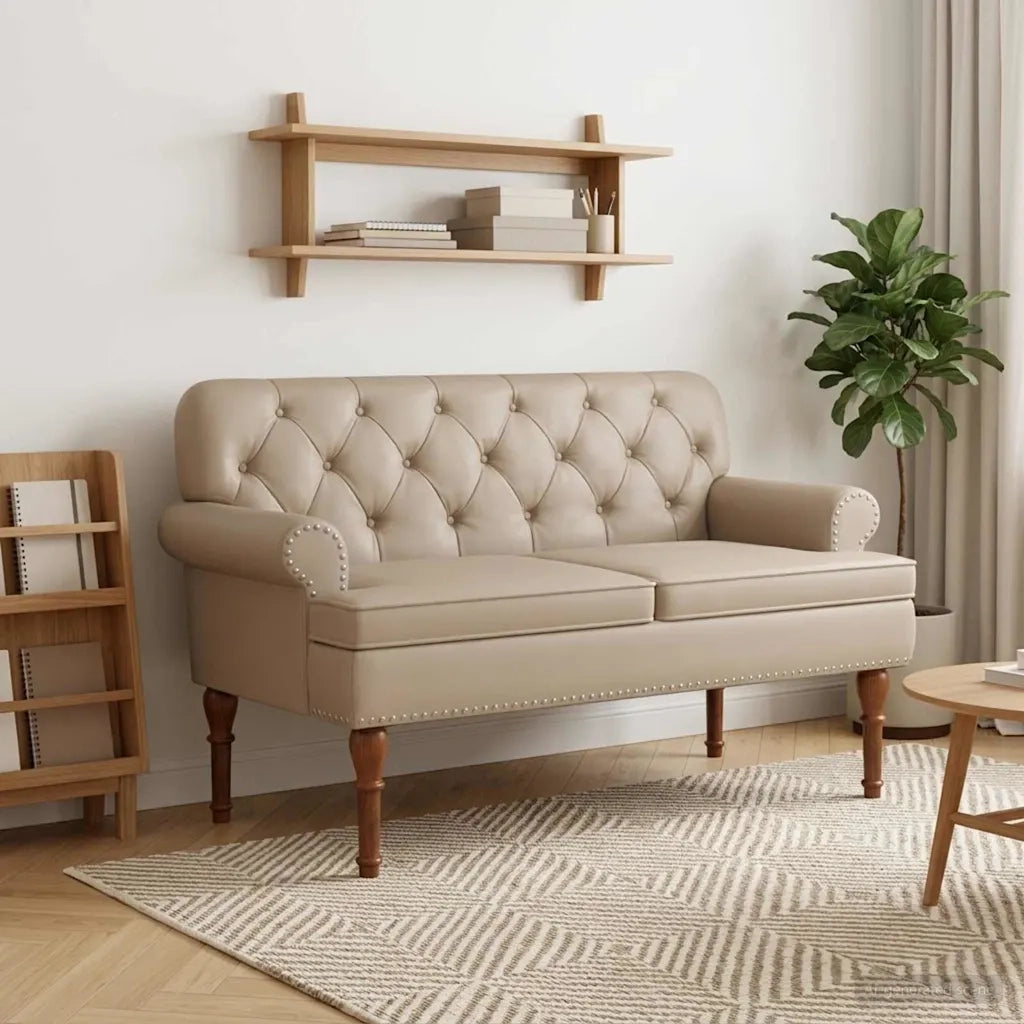 Loveseat con bottoni imbottiti Cappuccino 120 x 65 x 77 cm 42041862
