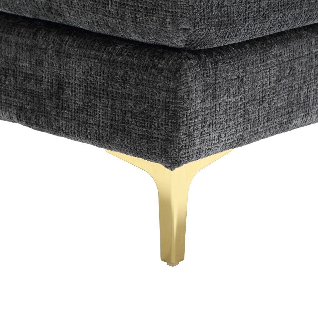Divano modulare a U in ciniglia grigio con doppia chaise longue