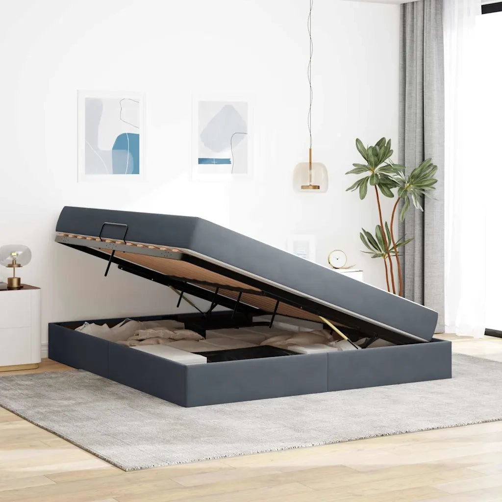 Letto con contenitore e materasso Grigio scuro 180 x 200 cm