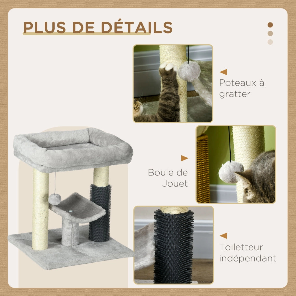 Tiragraffi per gatti con palo sisal e pallina sospesa ¨C Xylo ¨C Grigio 48 cm