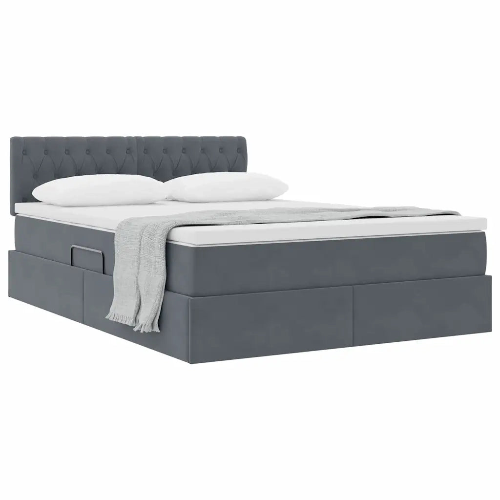 Letto con Contenitore Grigio scuro 140 x 200 cm Velluto