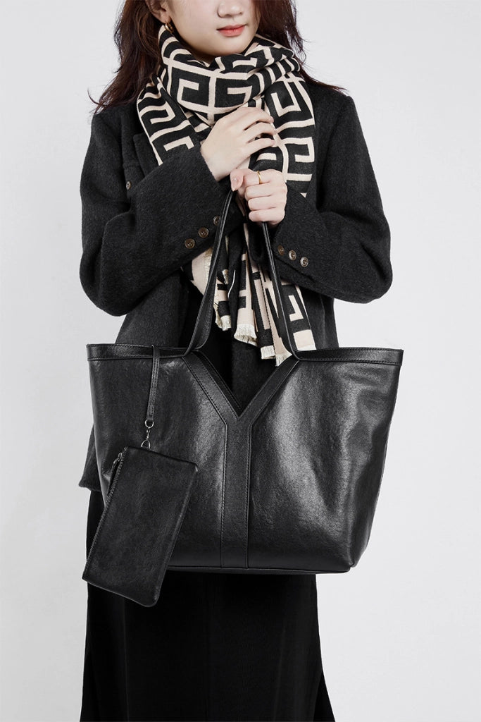 Borsa a tracolla da donna in vera pelle nera