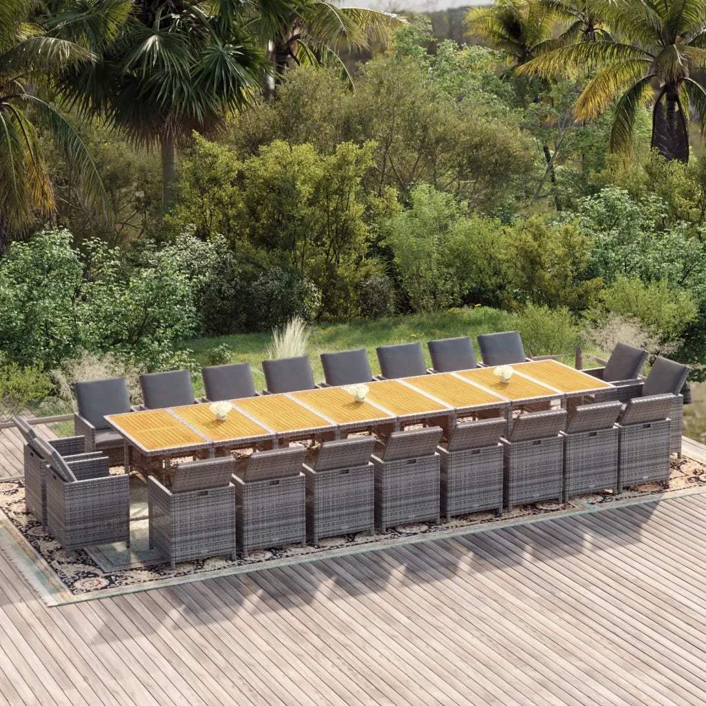 vidaXL Set da Pranzo per Giardino 21 pz con Cuscini Polyrattan Grigio