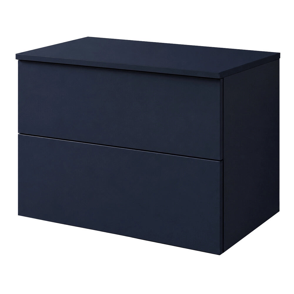 Mobile bagno sospeso 80 cm blu portalavabo due cassetti Tierra