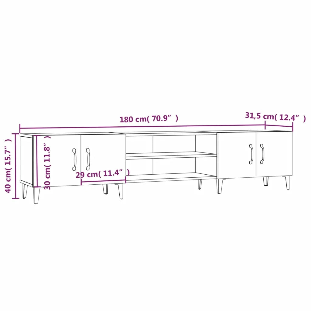 Mobile Porta TV Nero 180x31,5x40 cm in Legno Multistrato 816265