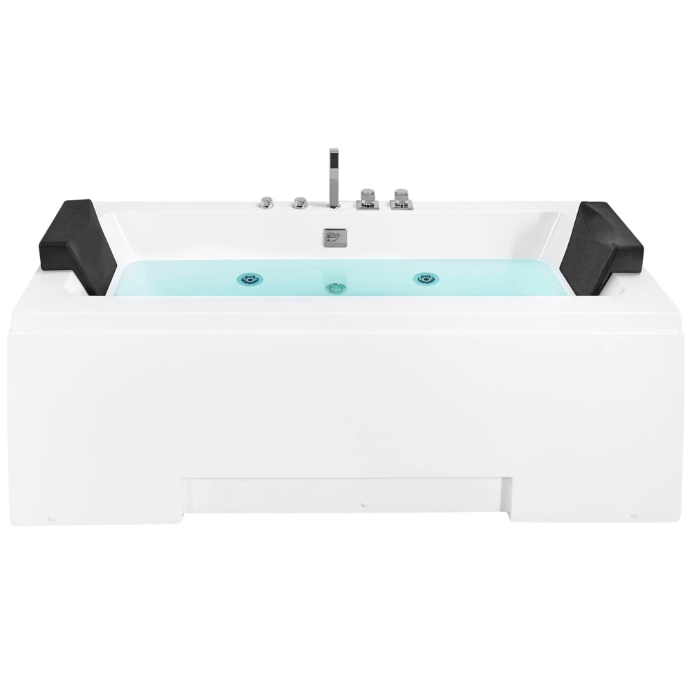 Vasca Idromassaggio Bianco Sanitario 150 x 75 cm Rettangolare Doppio 157 x 85 cm Funzione Massaggio Poggiatesta Design Moderno