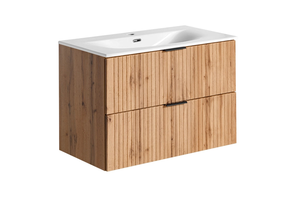 Set mobili bagno 80 cm con lavabo per mobile SKY Adel Oak 80 cm
