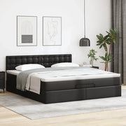 vidaXL Struttura Letto Pouf con Materasso Nero 160x200 cm Similpelle