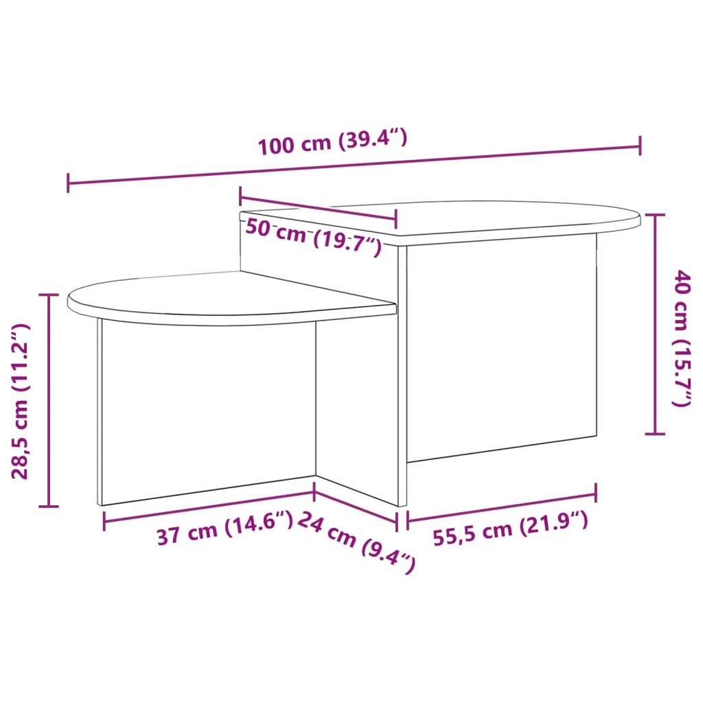 Tavolino da salotto Rovere Fumo 100 x 50 x 40 cm 8001051