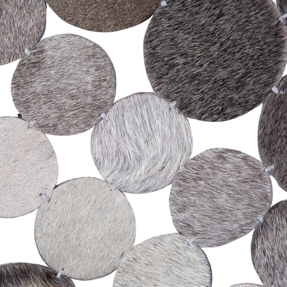 Tappeto Rotondo Pelle Grigio ø 140 cm Artigianale Contemporaneo