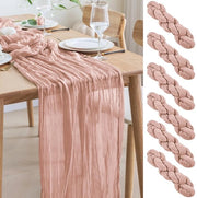 Set di 6 teli di stoffa per tavolo in rossoblu trasparente, 300 x 90 cm, stoffati, per decorazione di tavola, matrimonio, festa, brindisi.