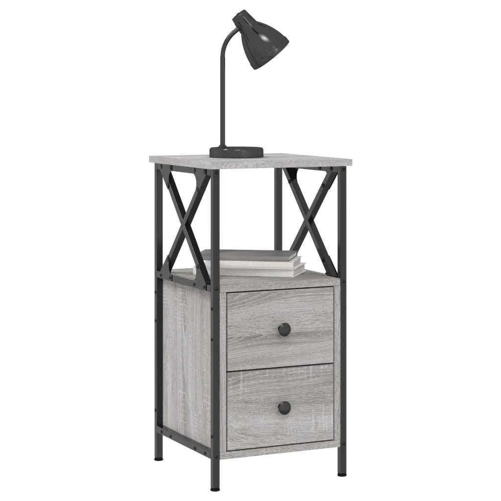 Set di 2 Comodini | Armadio da Notte | Mobiletto da notte Grigio Sonoma 34x35,5x70 cm in Legno Multistrato