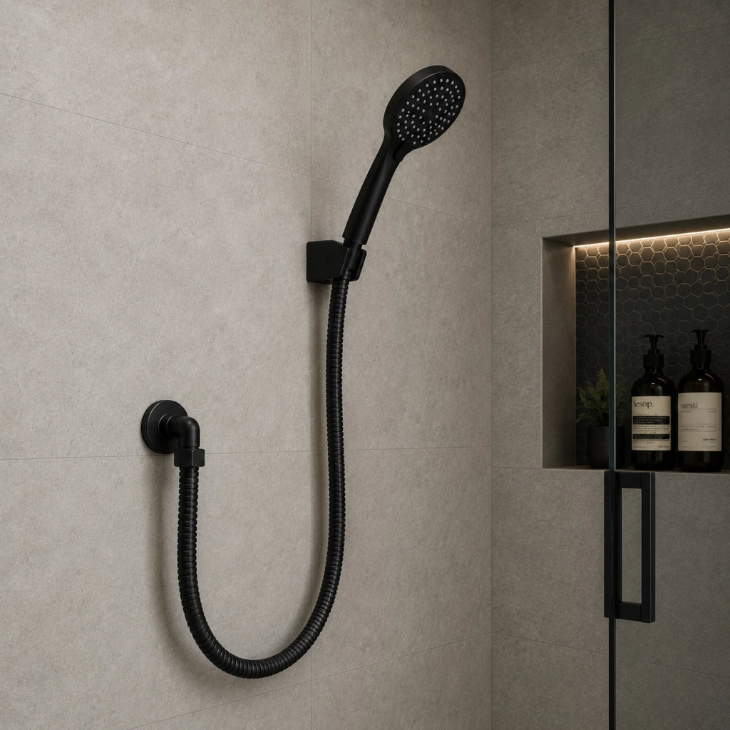 Flessibile Doccia 150 cm Attacco 1/2" Disponibile in Colore Bianco o Nero Nero